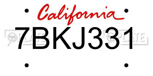 7BKJ331 California License Plate