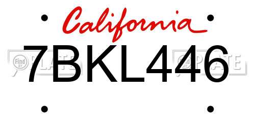 7BKL446 California License Plate