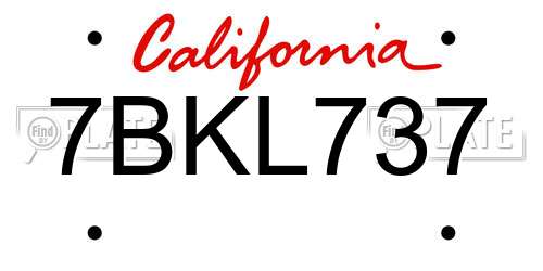 7BKL737 California License Plate