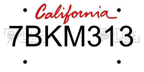 7BKM313 California License Plate