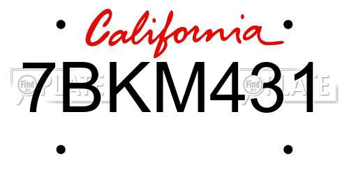 7BKM431 California License Plate