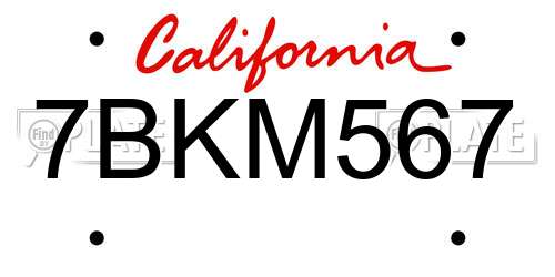 7BKM567 California License Plate