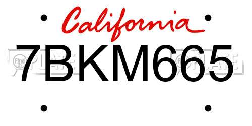 7BKM665 California License Plate