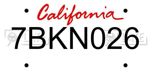 7BKN026 California License Plate