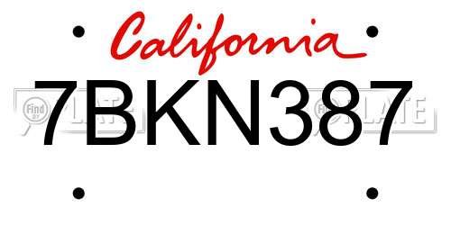 7BKN387 California License Plate