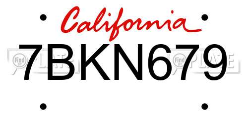 7BKN679 California License Plate