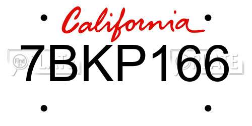 7BKP166 California License Plate