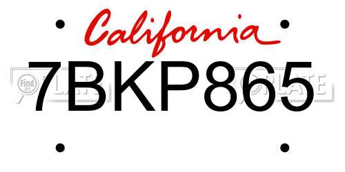 7BKP865 California License Plate