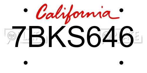 7BKS646 California License Plate