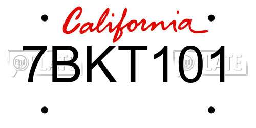 7BKT101 California License Plate