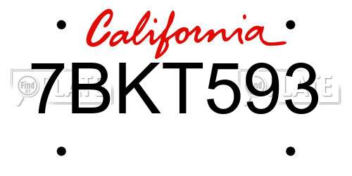 7BKT593 California License Plate