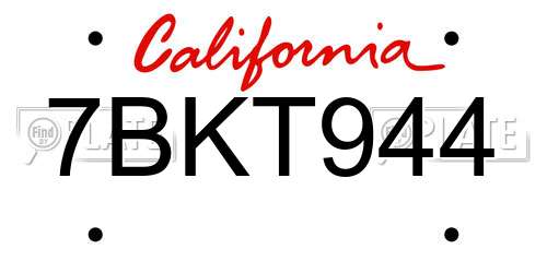 7BKT944 California License Plate
