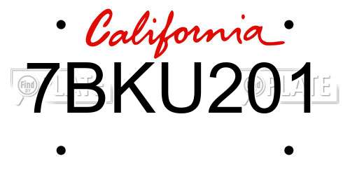7BKU201 California License Plate