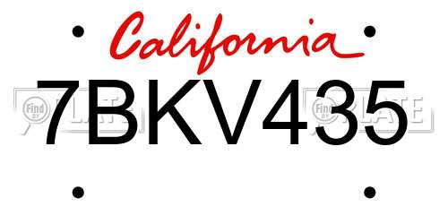 7BKV435 California License Plate