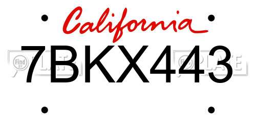 7BKX443 California License Plate