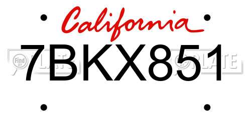 7BKX851 California License Plate