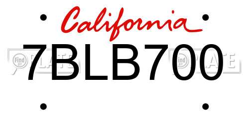7BLB700 California License Plate