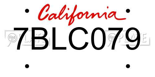 7BLC079 California License Plate