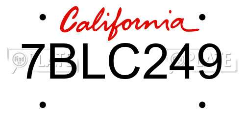 7BLC249 California License Plate