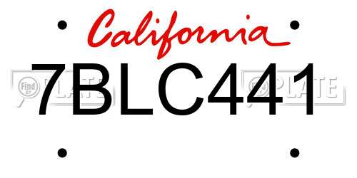 7BLC441 California License Plate