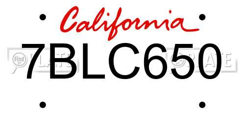 7BLC650 California License Plate