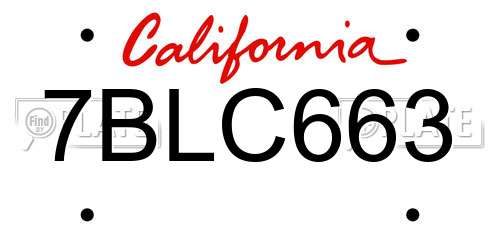 7BLC663 California License Plate