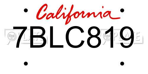 7BLC819 California License Plate