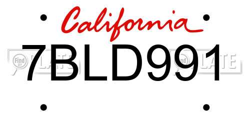 7BLD991 California License Plate