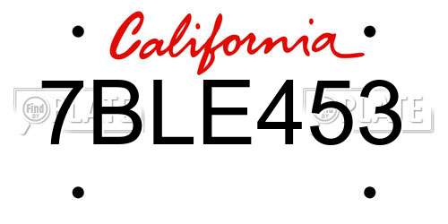 7BLE453 California License Plate