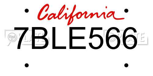 7BLE566 California License Plate