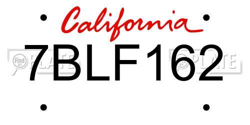 7BLF162 California License Plate