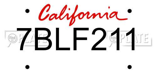 7BLF211 California License Plate