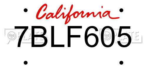 7BLF605 California License Plate