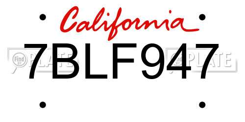 7BLF947 California License Plate