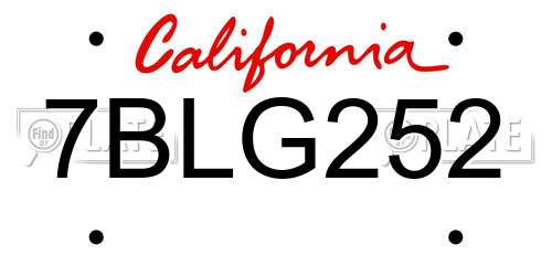 7BLG252 California License Plate
