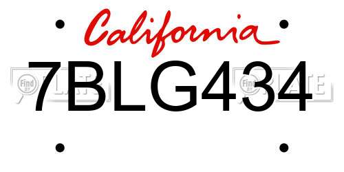 7BLG434 California License Plate