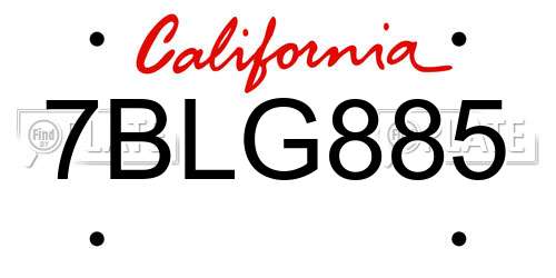 7BLG885 California License Plate