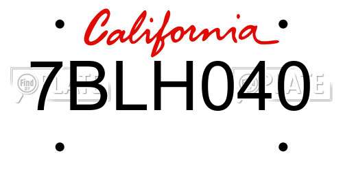 7BLH040 California License Plate