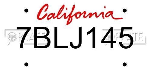 7BLJ145 California License Plate