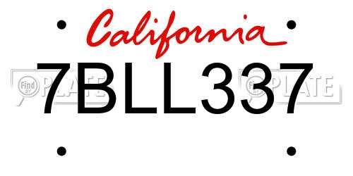 7BLL337 California License Plate