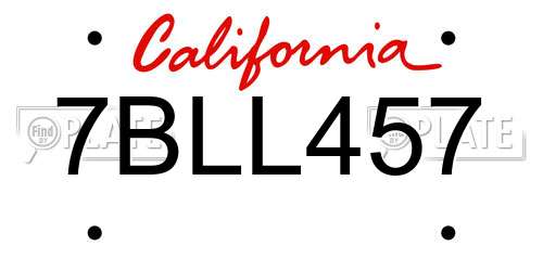 7BLL457 California License Plate