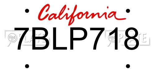 7BLP718 California License Plate
