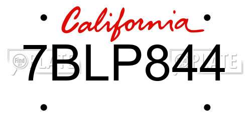 7BLP844 California License Plate