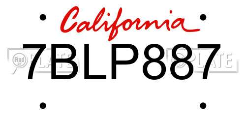 7BLP887 California License Plate