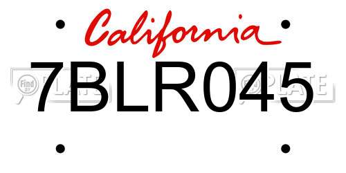 7BLR045 California License Plate