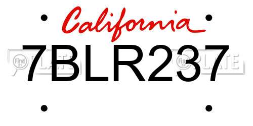 7BLR237 California License Plate