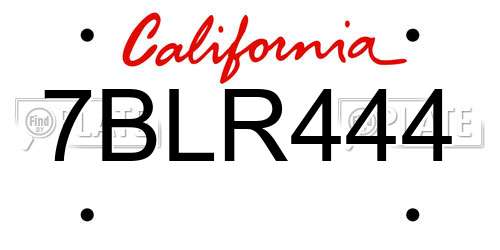 7BLR444 California License Plate
