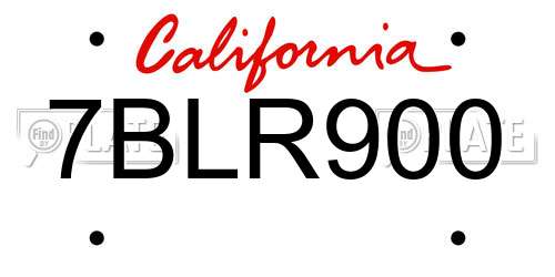 7BLR900 California License Plate