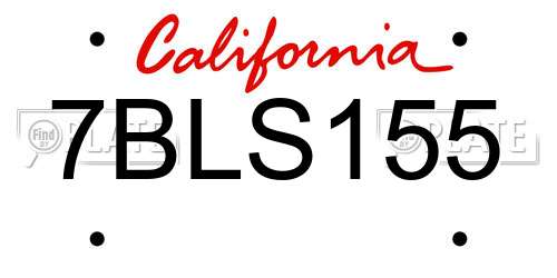 7BLS155 California License Plate