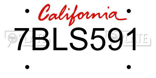 7BLS591 California License Plate
